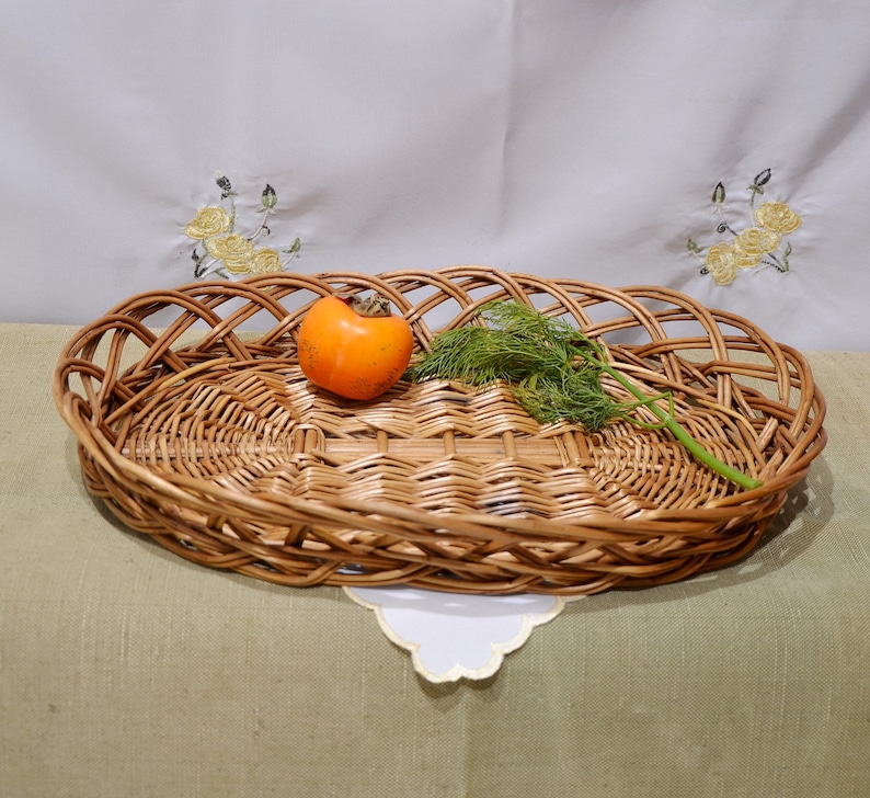 Vintage Wicker Tray Vintage Antique Wicker Basket / Antique Etsy