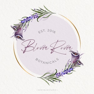 Premade Logo Design, Lavender Logo, Lily Logo, Purple Logo, Botanical Logo, Floral Logo, Craft Logo, Nature Logo