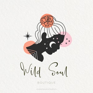Premade Logo Design, Modern Logo, Woman Logo, Beauty Logo, Feminine Logo, Line Logo, Magic Logo, Chic Logo, Moon Logo, Star Logo, Warm Logo