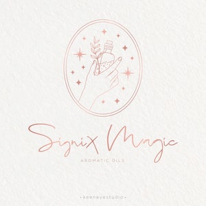 Premade Logo Design, Minimal Logo, Modern Logo, Line Art Logo, Hand Drawn Logo, Hand Logo, Moon Logo, Star Logo, Rose Gold Logo, Oils Logo