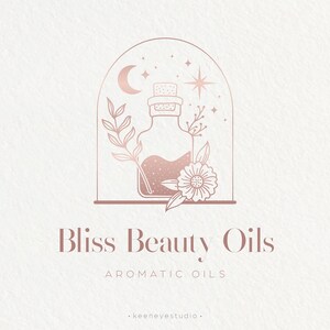 Premade Logo Design, Minimal Logo, Modern Logo, Line Art Logo, Hand Drawn Logo, Occult Logo, Moon Logo, Star Logo, Rose Gold Logo, Oils Logo