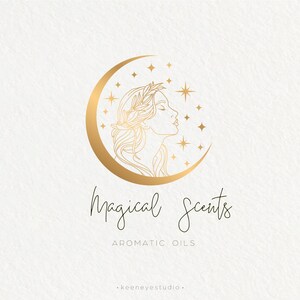 Premade Logo Design, Minimal Logo, Modern Logo, Line Art Logo, Hand Drawn Logo, Woman Logo, Moon Logo, Star Logo, Gold Logo, Oils Logo