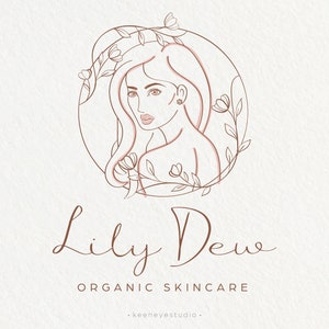 Premade Logo Design, Modern Logo, Woman Logo, Beauty Logo, Feminine Logo, Line Logo, Floral Logo, Chic Logo, Calligraphy Logo, Copper Logo