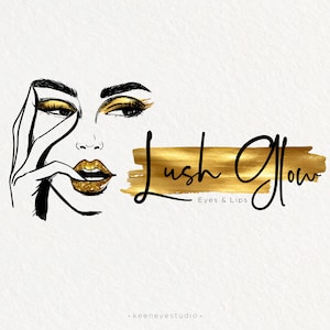 Premade Logo Design, Lips Logo, Cosmetic Logo, Modern Logo, Woman Logo, Beauty Logo, Feminine Logo, Gold Foil Logo, Eye Logo, Makeup Logo