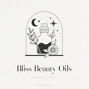Premade Logo Design, Minimal Logo, Modern Logo, Line Art Logo, Hand Drawn Logo, Occult Logo, Moon Logo, Star Logo, Dark Gold Logo, Oils Logo