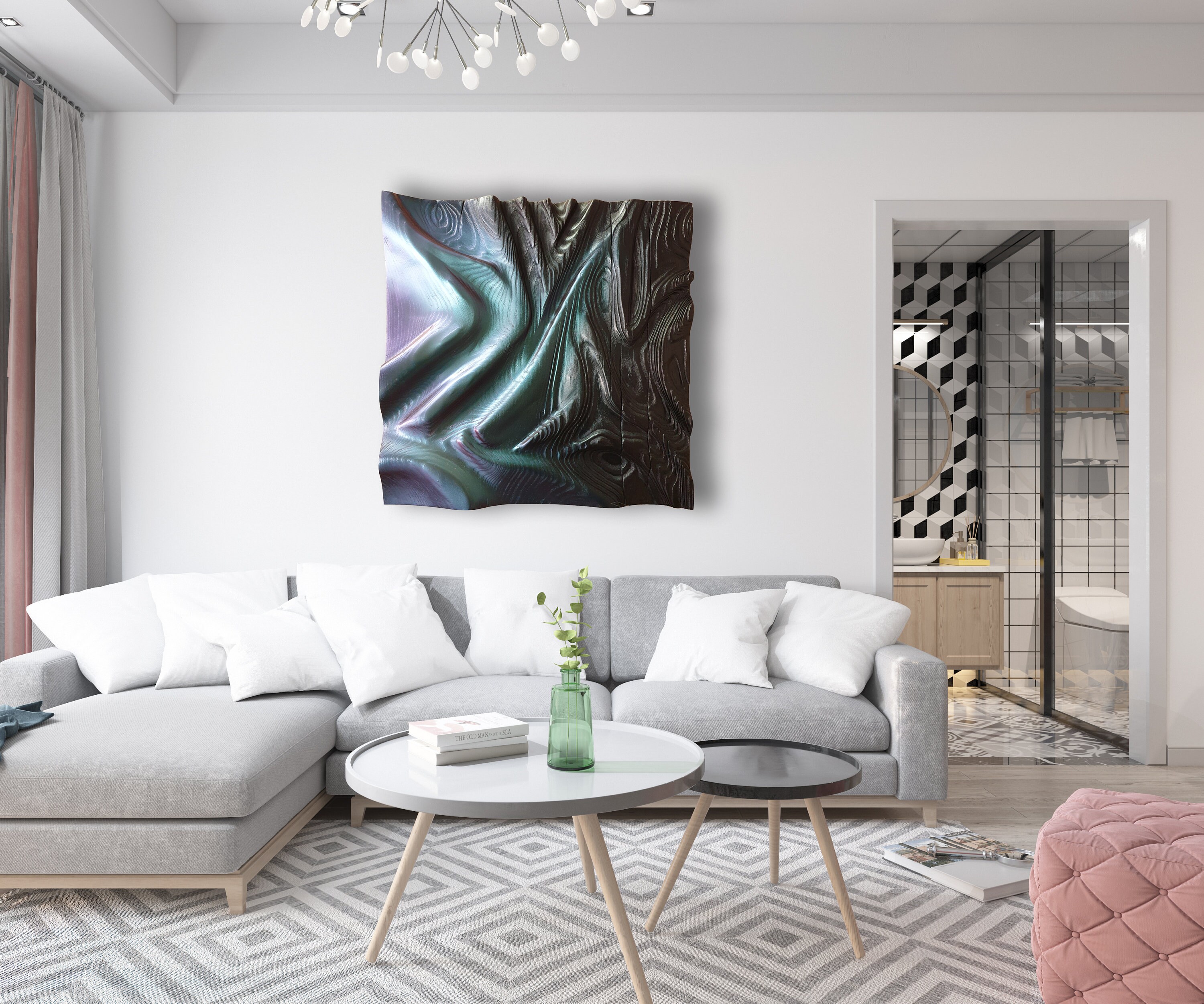 Tableau Grande Sculpture sur Bois Pour Décoration Murale Faits Main