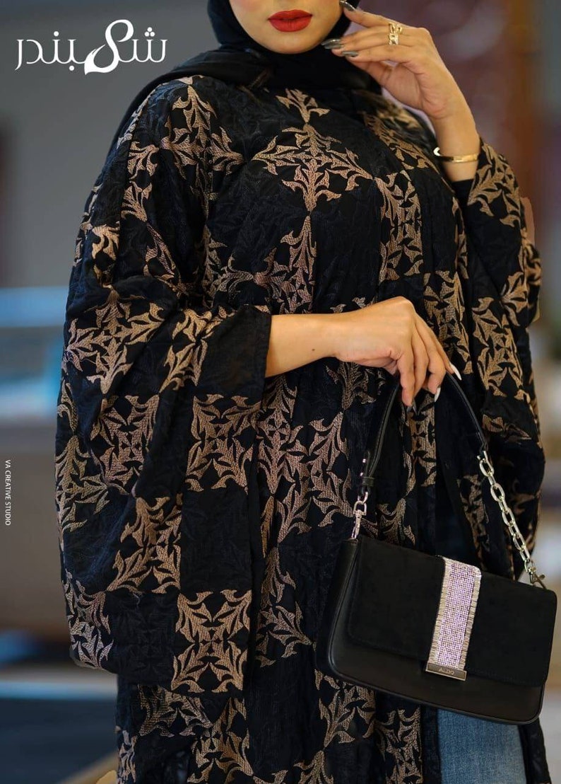 Belle abaya faite à la main/ luxueuse abaya de fabrication indienne/ luxueuse abaya de fabrication arabe/ kaftan/ kimono/ robe maxi/ robe musulmane/ manches longues image 1