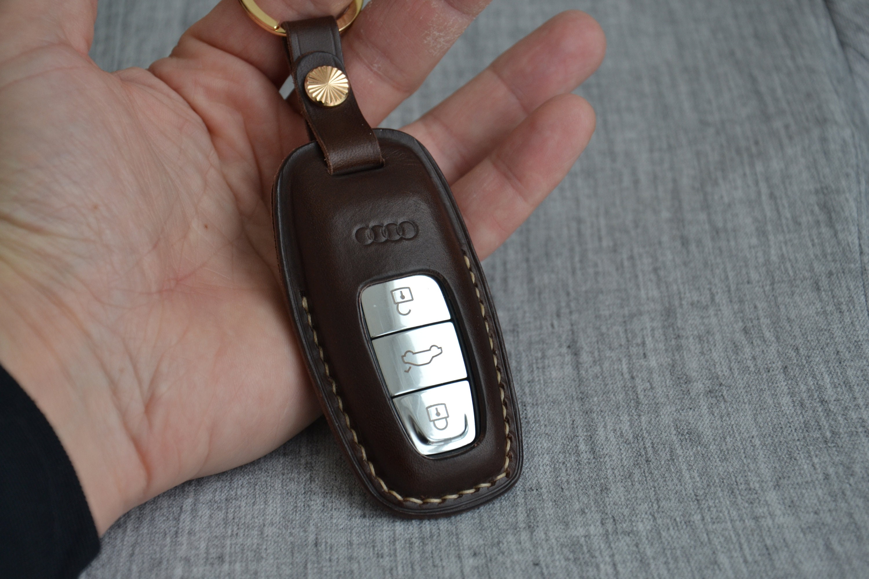 Key case for Audi Q8 etron A6 new A7 Q7 2019 made of genuine Etsy