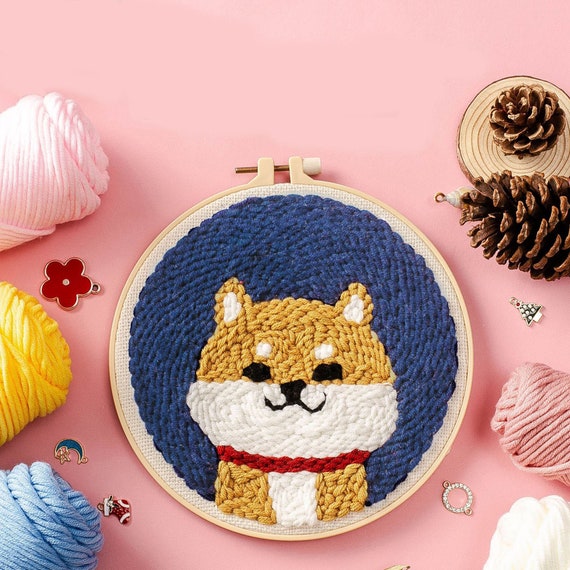 Corgi Punch Needle Kits With Yarn DIY Embroidery Beginners | Etsy
