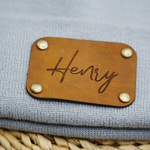 Custom Hat Leather Patch for Baby, Personalized Name Beanie Labels ...