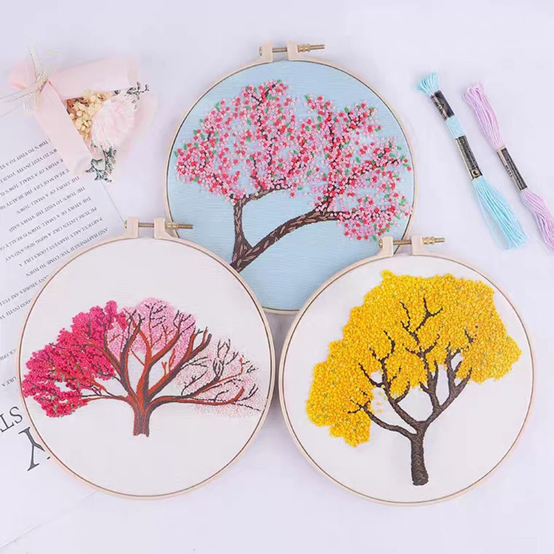 Cherry Blossoms Embroidery Kit for Beginners Handmade Etsy