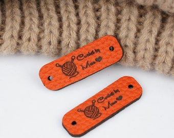 Gepersonaliseerde mini-naailabels, leren labels met aangepast logo/tekst, leren labels voor gebreide of gehaakte artikelen, handgemaakte kledinglabels voor merken, cadeau