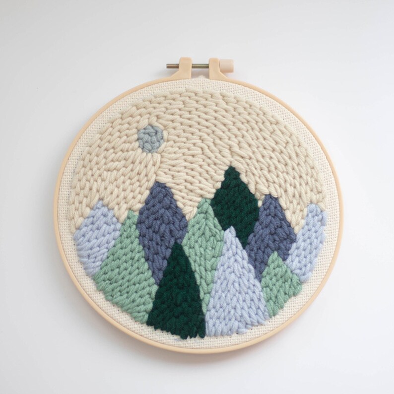 punch design unique handmade craft gift Forest punch needle kits for beginner punch kit with yarn DIY embroidery kit rug hooking