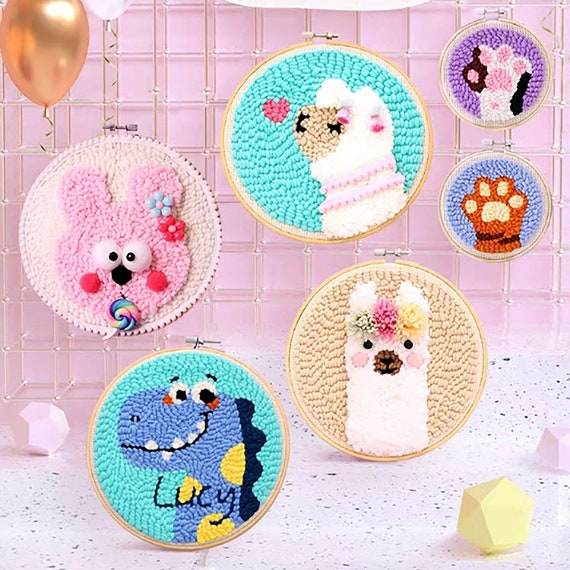 Cute animal punch needle kits wool needle punch tools punch Etsy