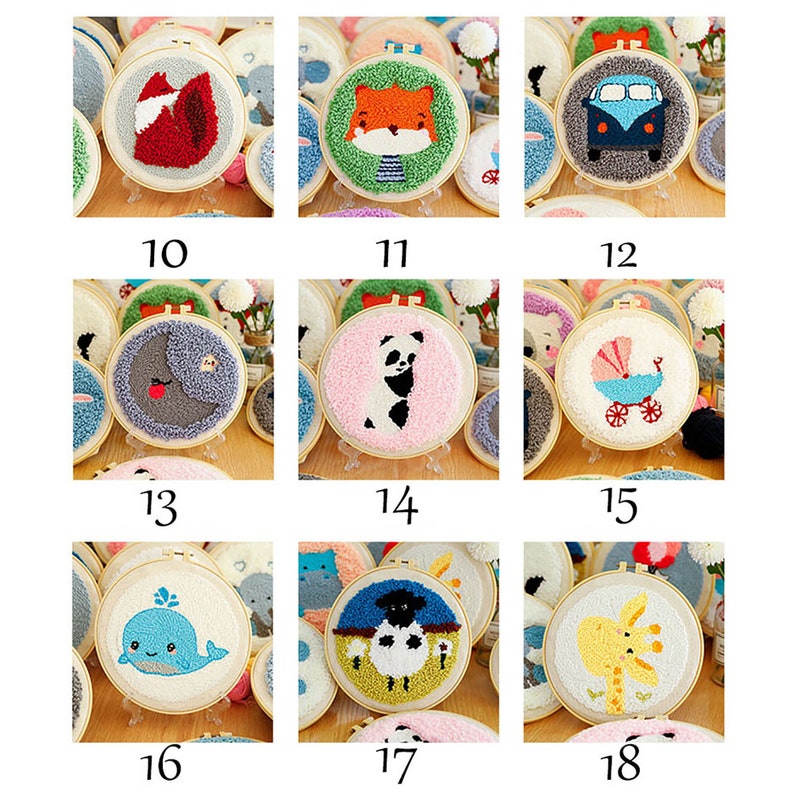 Animal punch needle kits for beginner DIY embroidery kit Etsy