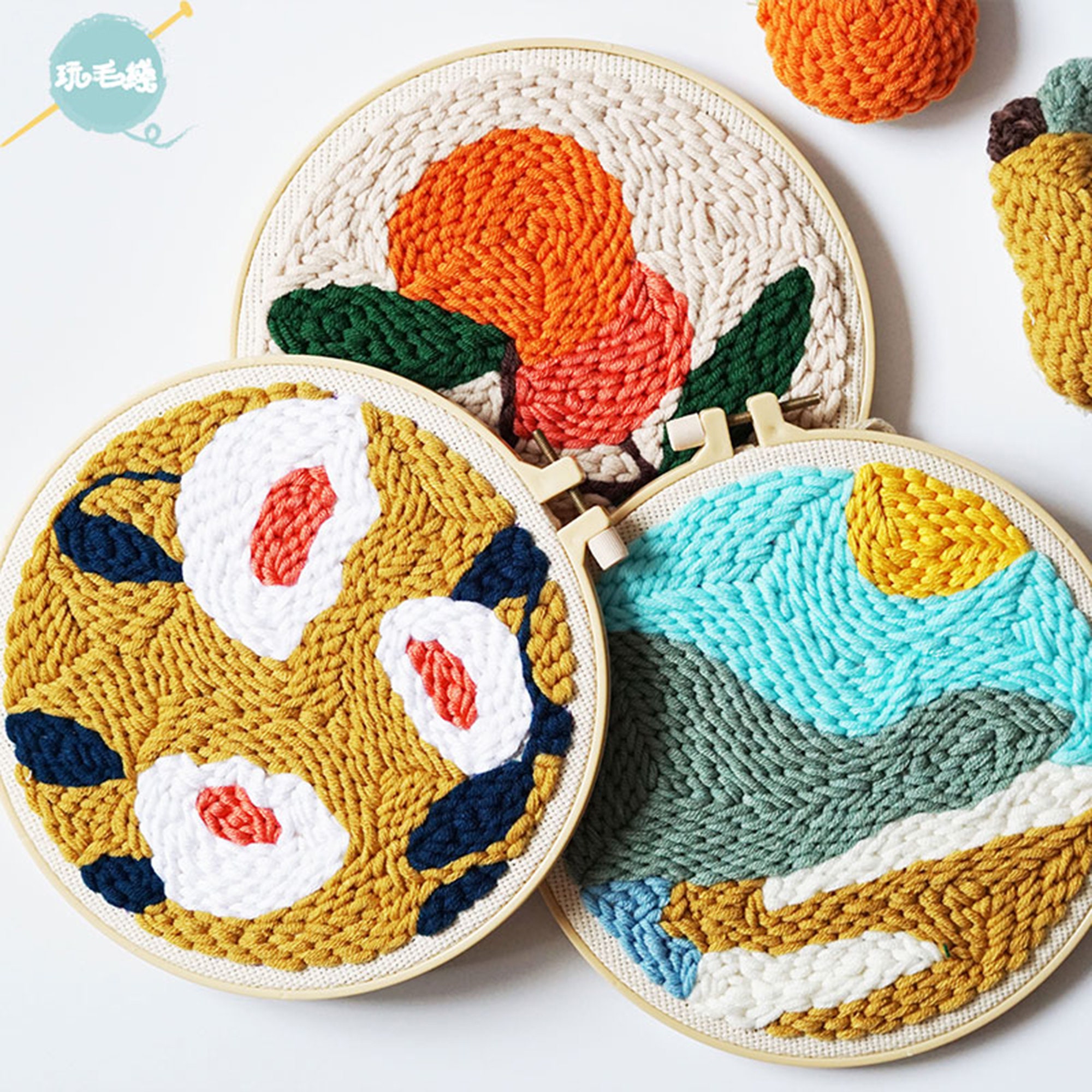 Handmade punch needle kits with yarn DIY beginners kit Etsy