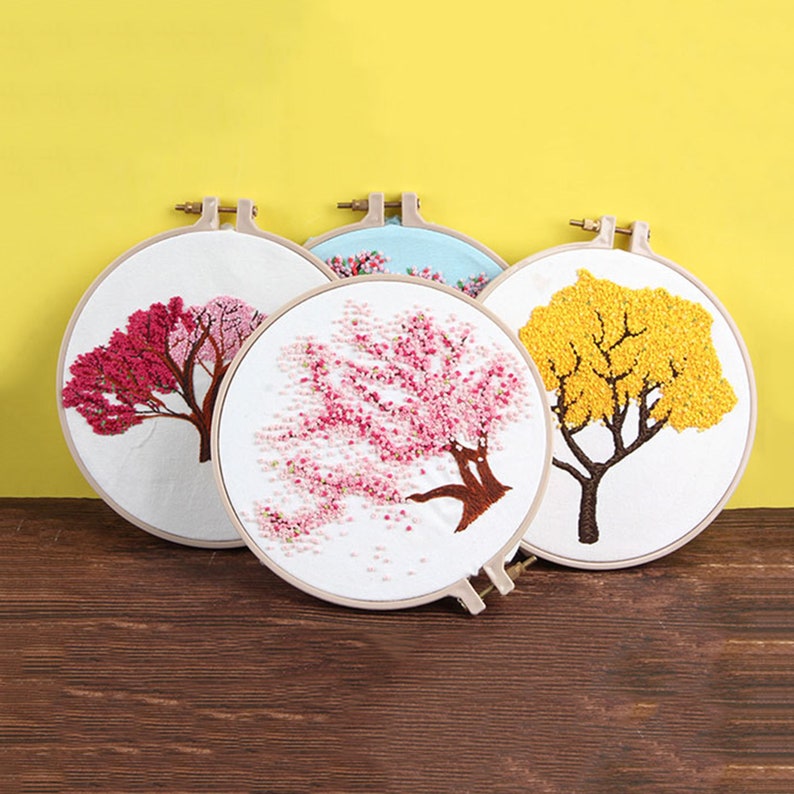 Cherry Blossoms Embroidery Kit for Beginners Handmade Etsy