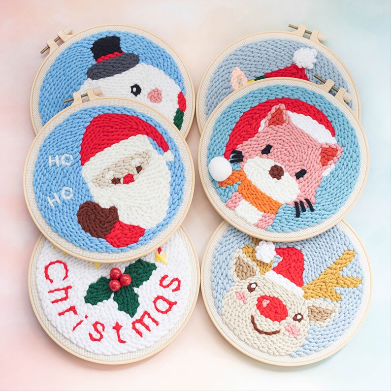 Christmas Punch Needle Kits for Beginner Christmas Needle Etsy