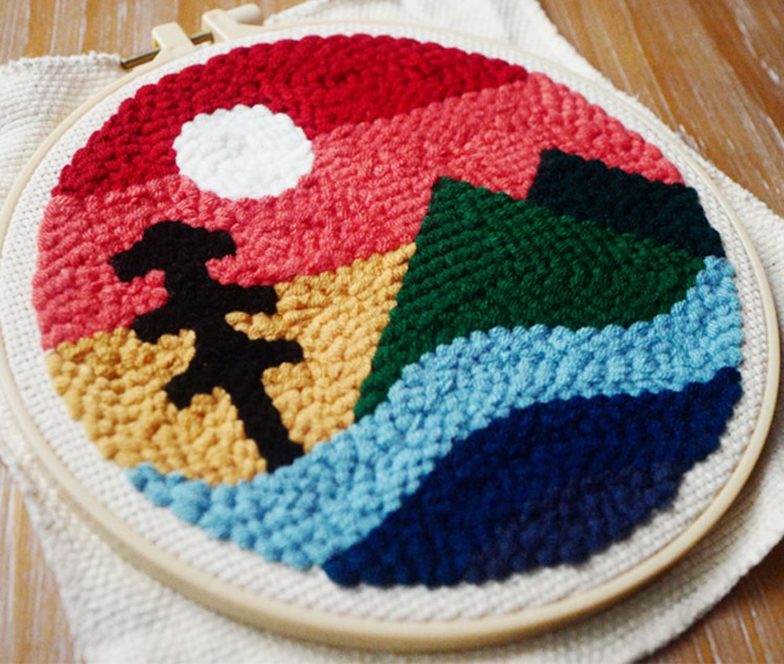 Punch Needle Kits for Beginner Yarn Punch Design Unique Etsy