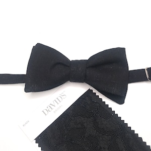 Black Bow Tie davids bridal , Black tie , Solid Linen Necktie , Skinny tie , Pocket Square , Bow tie , Kids Bow tie