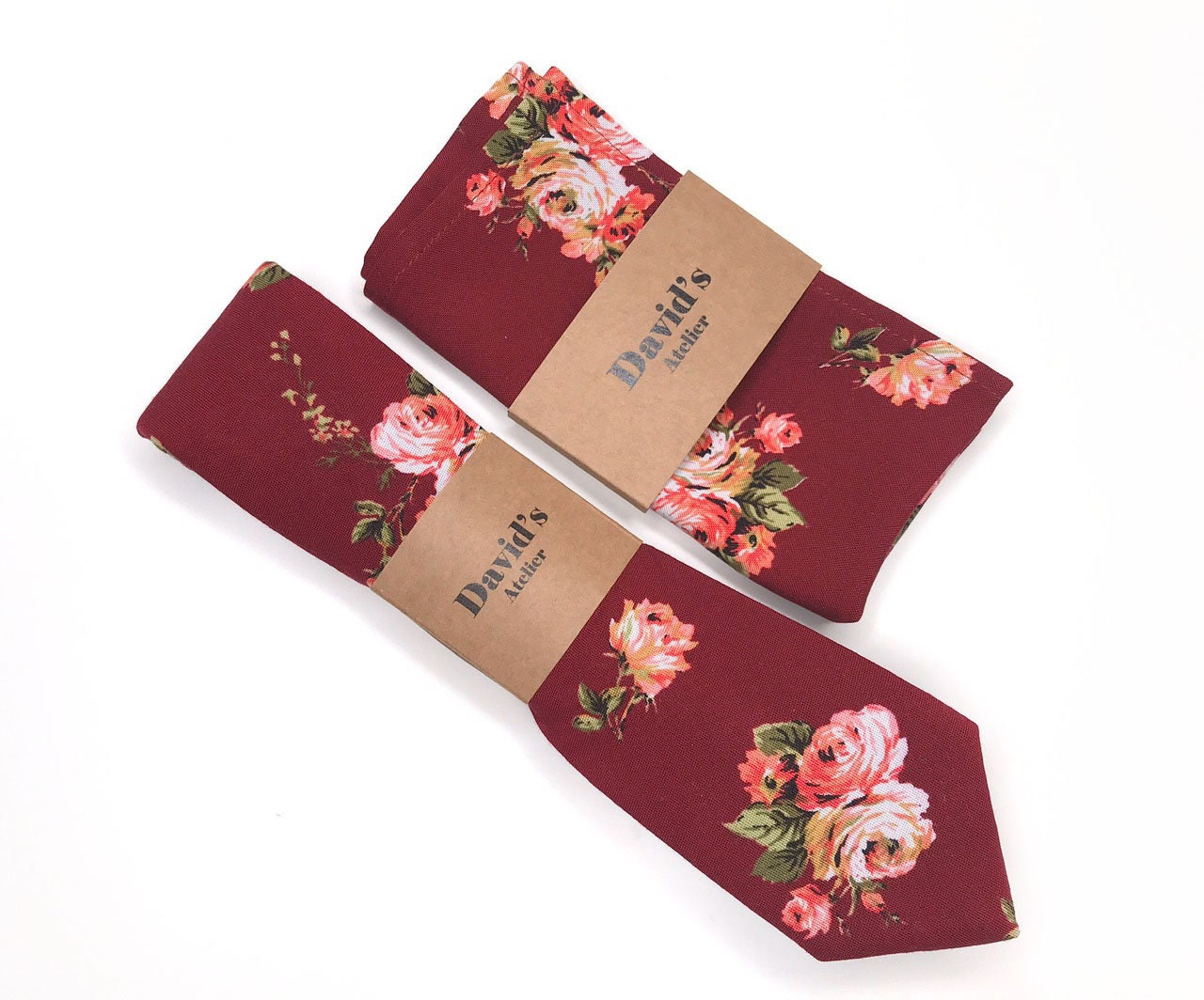 mens burgundy floral tie