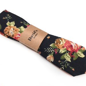Black floral skinny necktie , davids bridal , Pocket Square , Bow tie , Kids , Necktie 2.35  3 inches 3.26