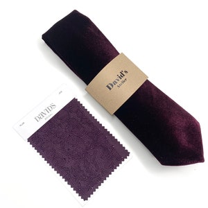 PLUM Velvet Necktie , Grape Purple Wisteria Ties , Pocket Square , Bow tie , Necktie 2.35  3 inches 3.26