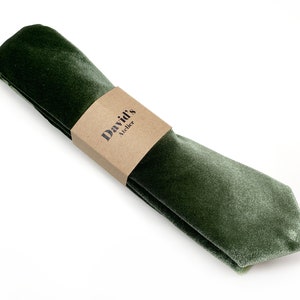 Dusty Sage Velvet Necktie , Sage Green , Pocket Square , Bow tie , Necktie 2.35  3 inches 3.26