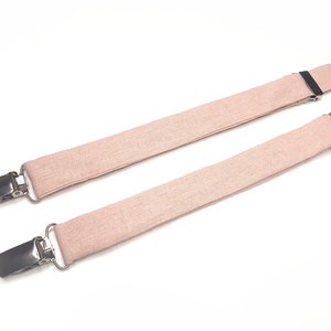 Blush Pink SUSPENDERS , Linen Solid Wedding SUSPENDERS