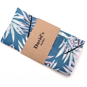 Tropical Floral Pocket Square , Blue Hawaiian Wedding , Paradise Palm leaves handkerchief , Necktie , Bow tie , Suspenders, Groomsmen Gift