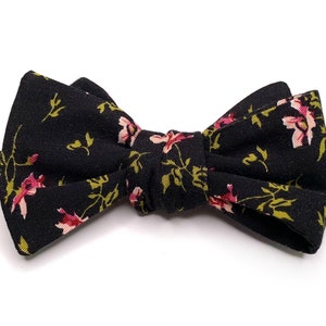 Black floral Bow Tie , Chianti floral Necktie , Bow tie , Suspenders , Pocket Square
