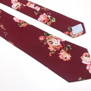 Burgundy Floral Tie skinny ties Groomsmen gifts Davids Bridal wine Groom tie  blush flowers Skinny 2.36 Regular 3 inches