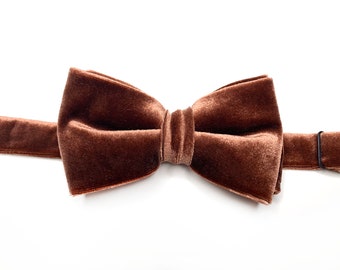 Rust Velvet Bow Tie , Copper Bow Tie , Pocket Square , Bow tie , Necktie 2.35  3 inches 3.26