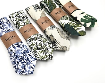 Tropical Floral TIE , Hawaii Wedding Neckties , Navy Tropical floral , Green Tropical floral , Necktie skinny 2.36 inches , 3 inches 3,25&quot;