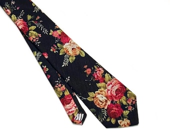 Black Floral skinny Necktie , davids bridal , Pocket Square , Bow tie , Suspenders, Kids , Groomsmen Wedding Necktie 2.35  3 inches 3.26