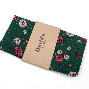 Green Floral Pocket Square Quartz floral , green Necktie , Bow tie , Suspenders , Pocket Square