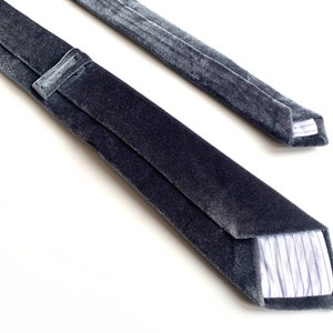 Graphite gray Velvet Tie , Dark Gray Necktie , Pocket Square , Bow tie , Necktie 2.35  3 inches 3.26