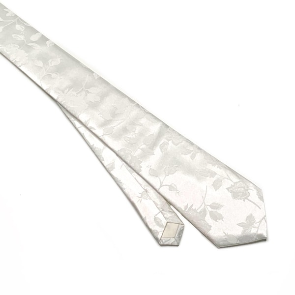Pure White Jacquard Necktie , White Floral Wedding Tie , Groom Tie , Suspenders, Pocket Square, Necktie 2.35 3 " 3.26 + Personalization