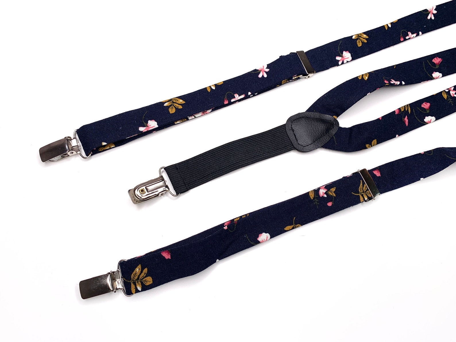 Dark Navy Floral Suspenders Dark Blue Mens Necktie Bow Tie Etsy