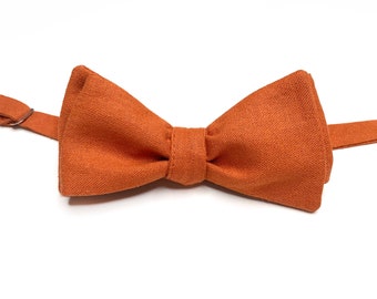 Burnt Orange Bow Tie, Rust Necktie , Tie, Pocket Square , davids bridal , Suspenders, Groomsmen Wedding Bow Ties + Free Personalization