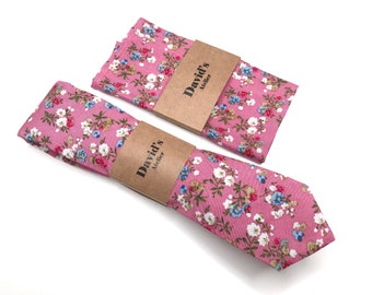 Cravate florale rose , cravate rose maigre , nœud papillon , carré de poche , cravate pour enfants , cravate 2,36 pouces 3 pouces 3,26 pouces