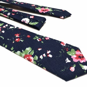 Dark Blue Floral Tie blush flowers Navy floral tie Man Floral Necktie Davids Bridal Groom tie Groomsmen Ties Skinny 2.36 Regular 3 inches
