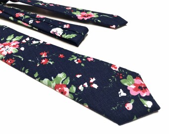 Dark Blue Floral Krawatte blush Blumen-Navy floral Krawatte Mann Floral Krawatte Davids Braut Bräutigam binden Groomsmen Krawatten Skinny 2,36 Regular 3 Zoll