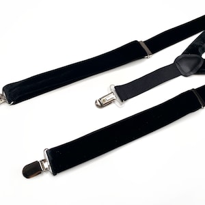 BLACK Velvet Suspenders , Black Solid Ties , Pocket Square , Bow tie , Necktie 2.35  3 inches 3.26