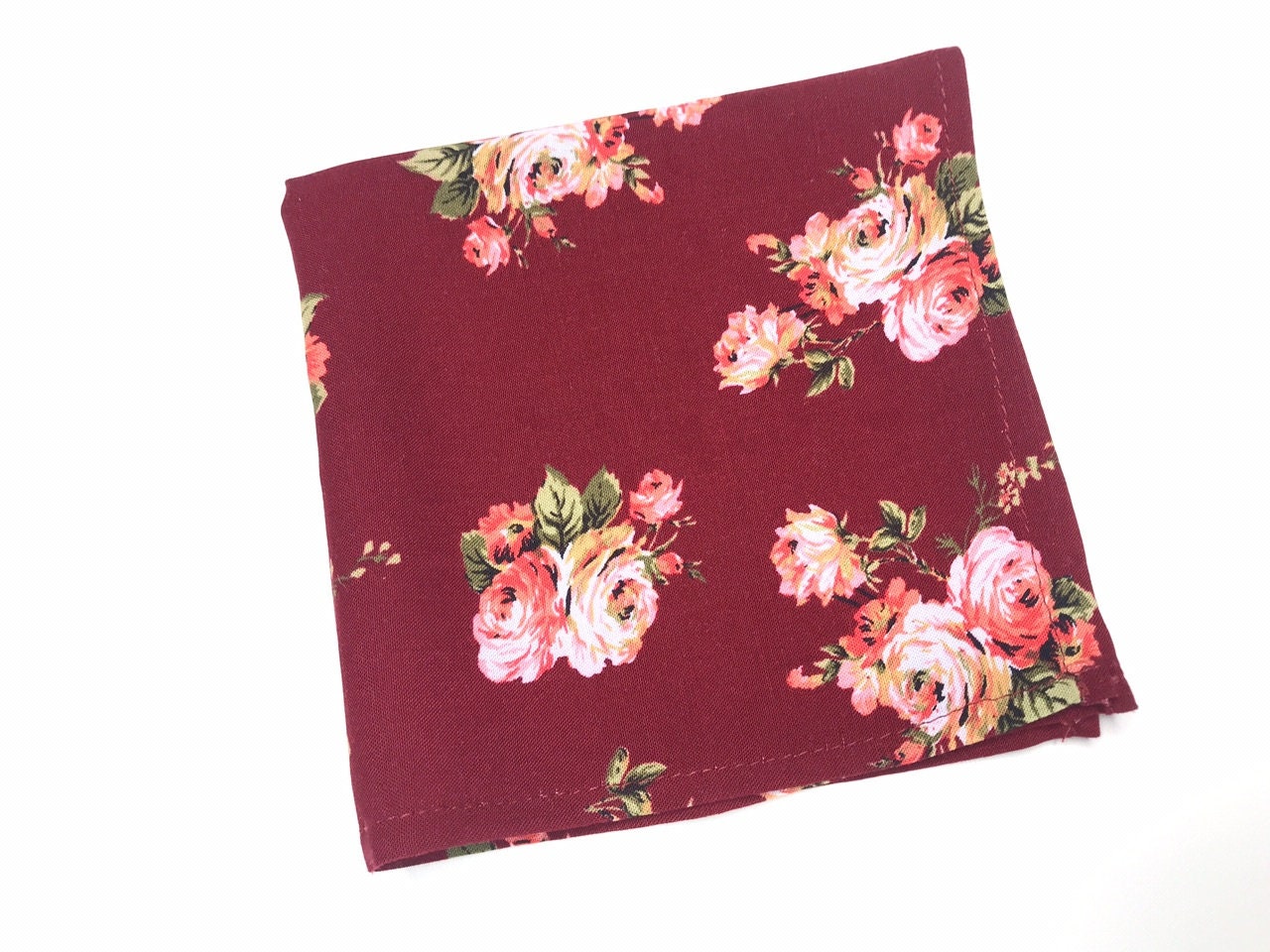 burgundy floral skinny tie