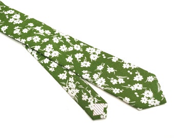 Grüne Blumen Krawatte , Weiße Blumen Krawatte , Fliege , Hosenträger , Taschenquadell