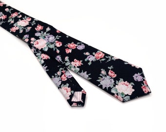 Black floral Tie , Black Necktie , Bow tie , Suspenders , Pocket Square