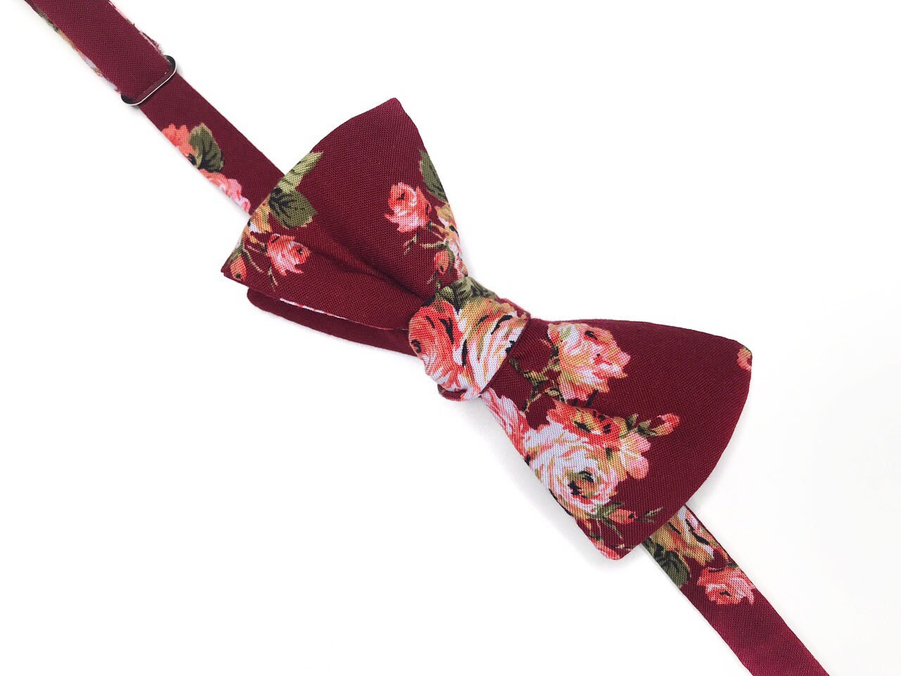 burgundy floral skinny tie