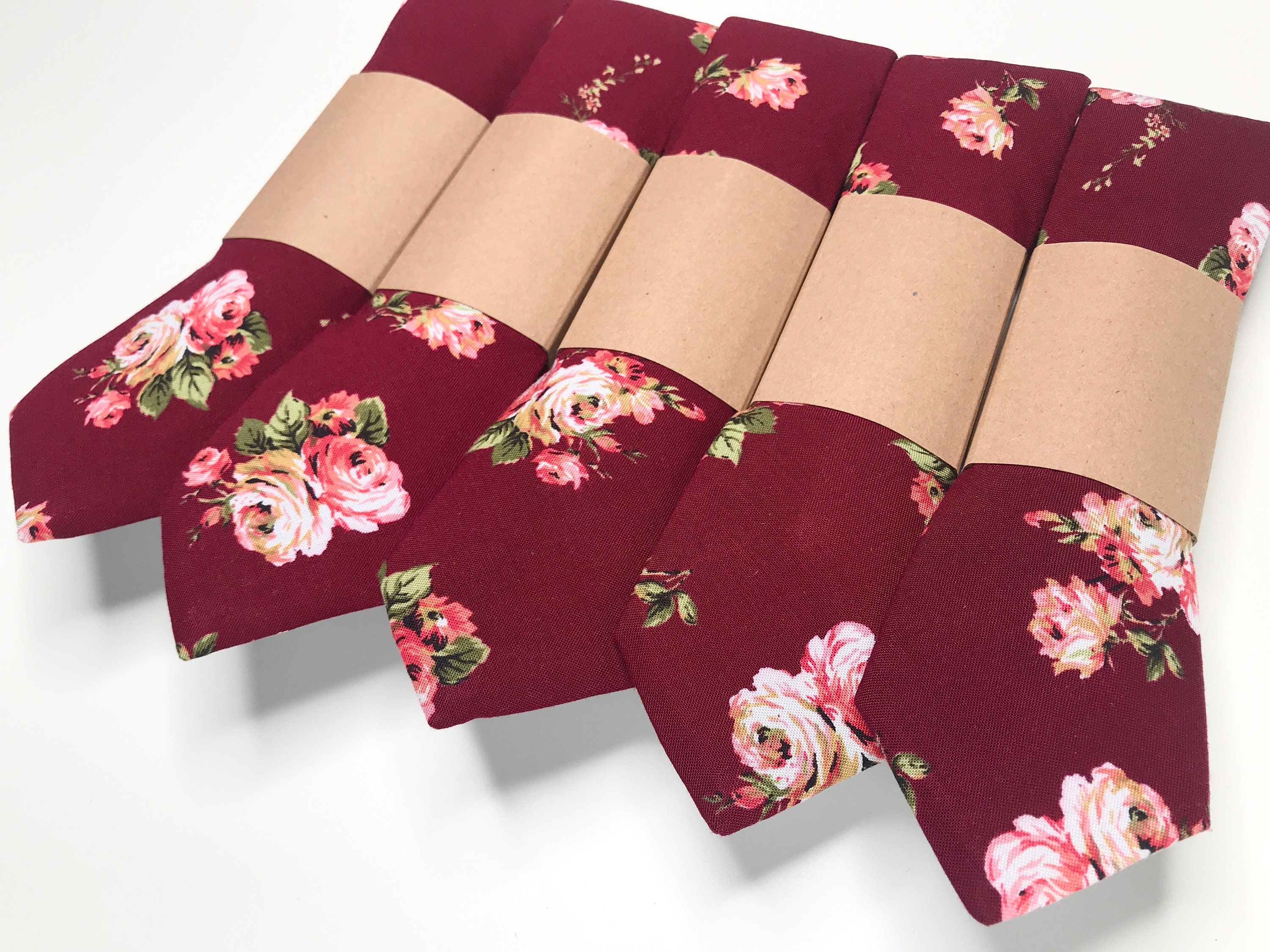 mens burgundy floral tie