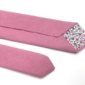 ROSE Linen Mens Tie , Mauve Pink Rose davids bridal tie , Solid Linen Necktie , Skinny tie , Pocket Square , Bow tie , Kids Bow tie